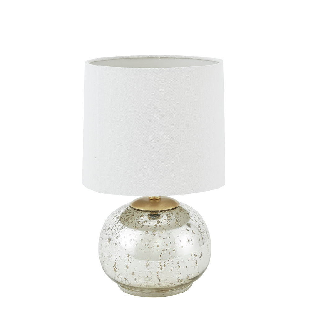 Saxony Metallic Glass Table Lamp Silver Cotton