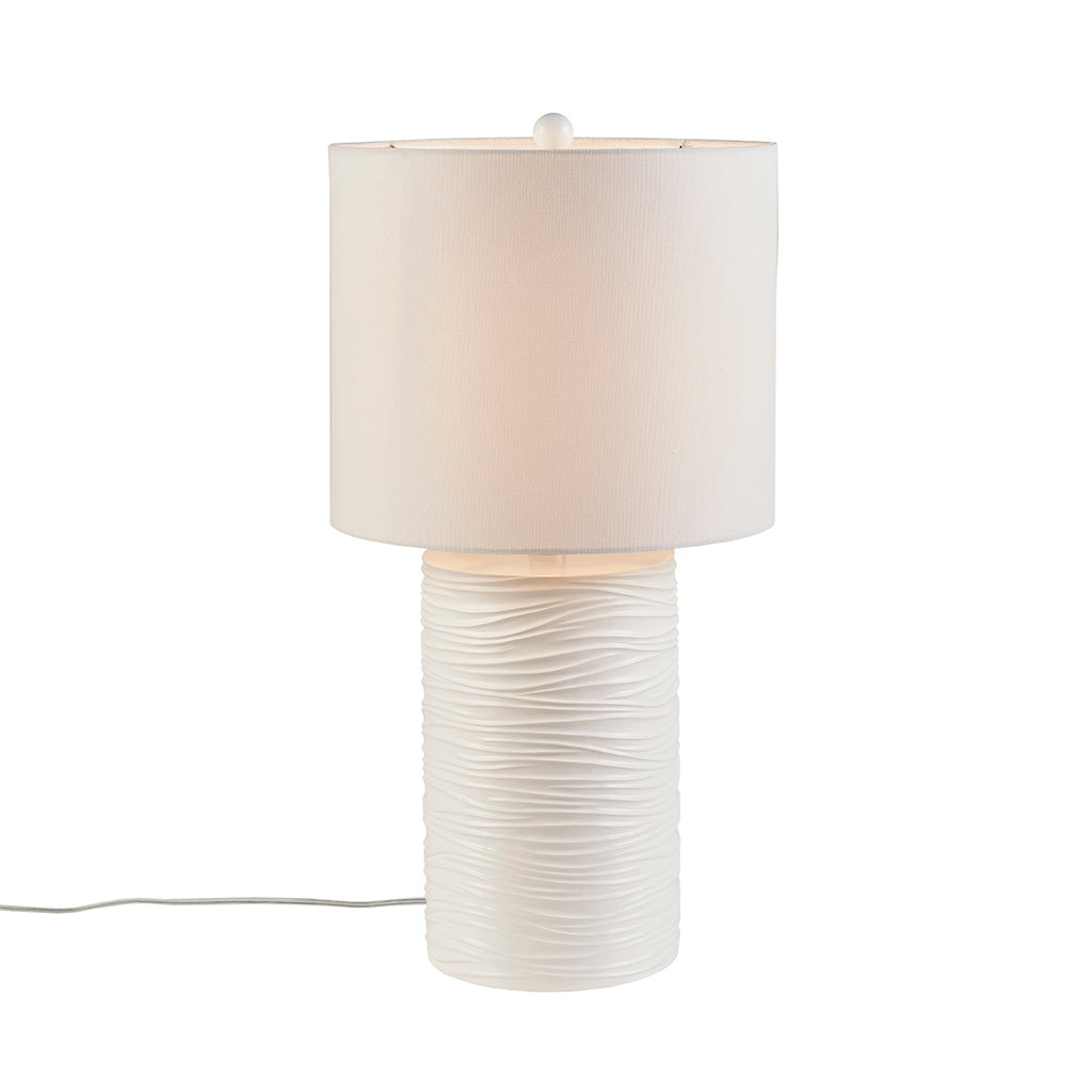 Textured Resin Table Lamp White Cotton