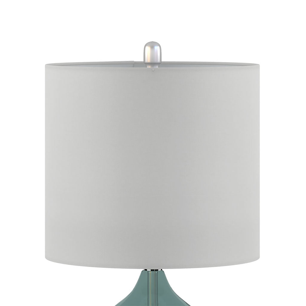 Ellipse Curved Glass Table Lamp, Set Of 2 Blue Cotton