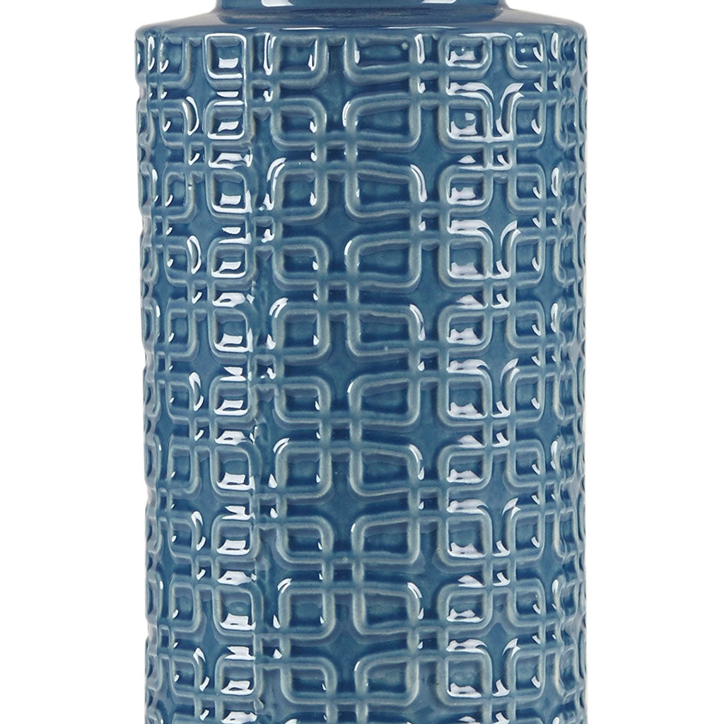 Geometric Ceramic Table Lamp Blue Polyester