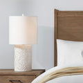 Embossed Floral Resin Table Lamp Ivory Cotton