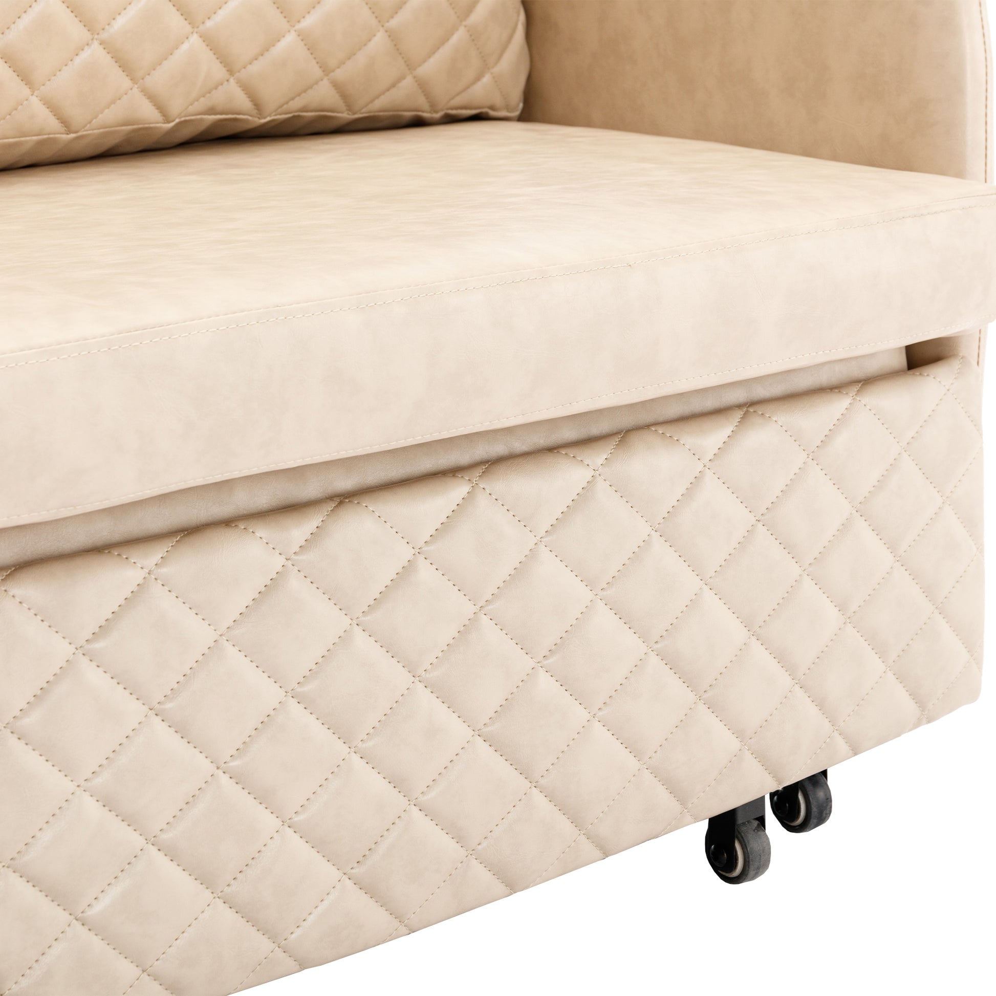 Coolmore Convertible Sleeper Sofa Bed, Modern Velvet Loveseat Couch With Pull Out Bed, Small Beautiful Seat Futon Sofa Bed With Headboard, 2 Pillows & Side Pockets For Living Room Camel Pu