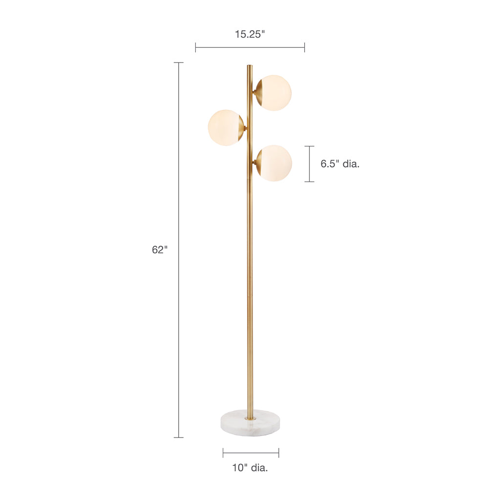 3 Globe Light Floor Lamp With Marble Base Gold Cotton