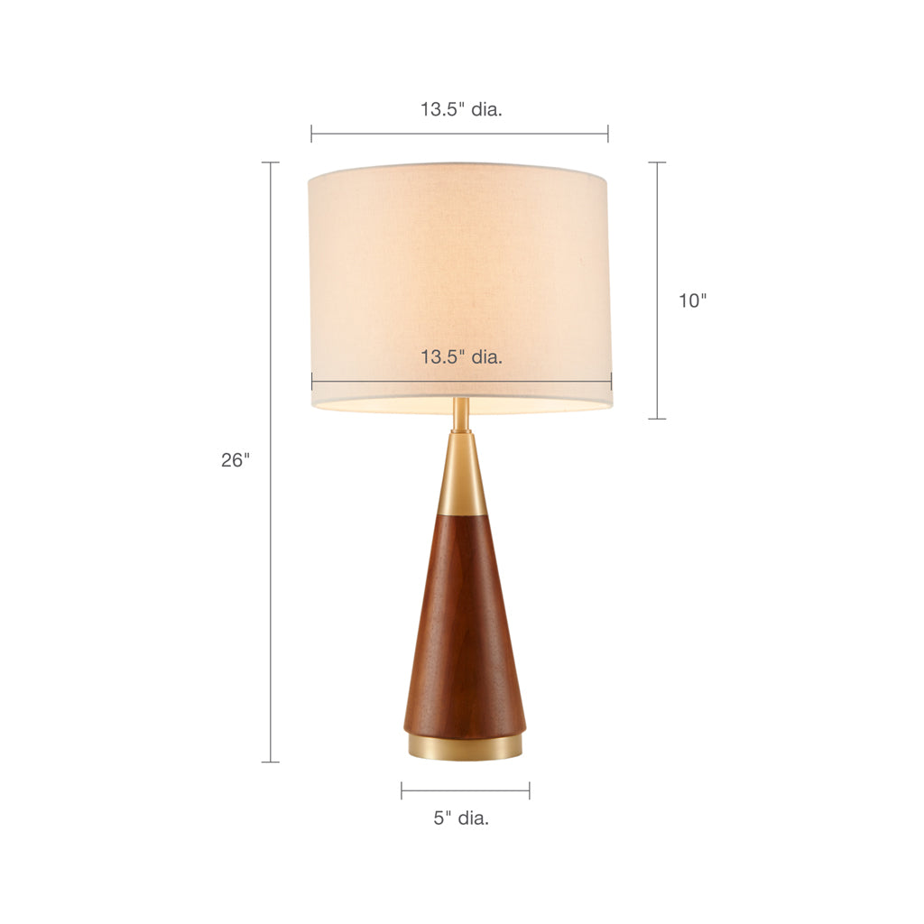 Triangular Table Lamp Gold Brown Polyester