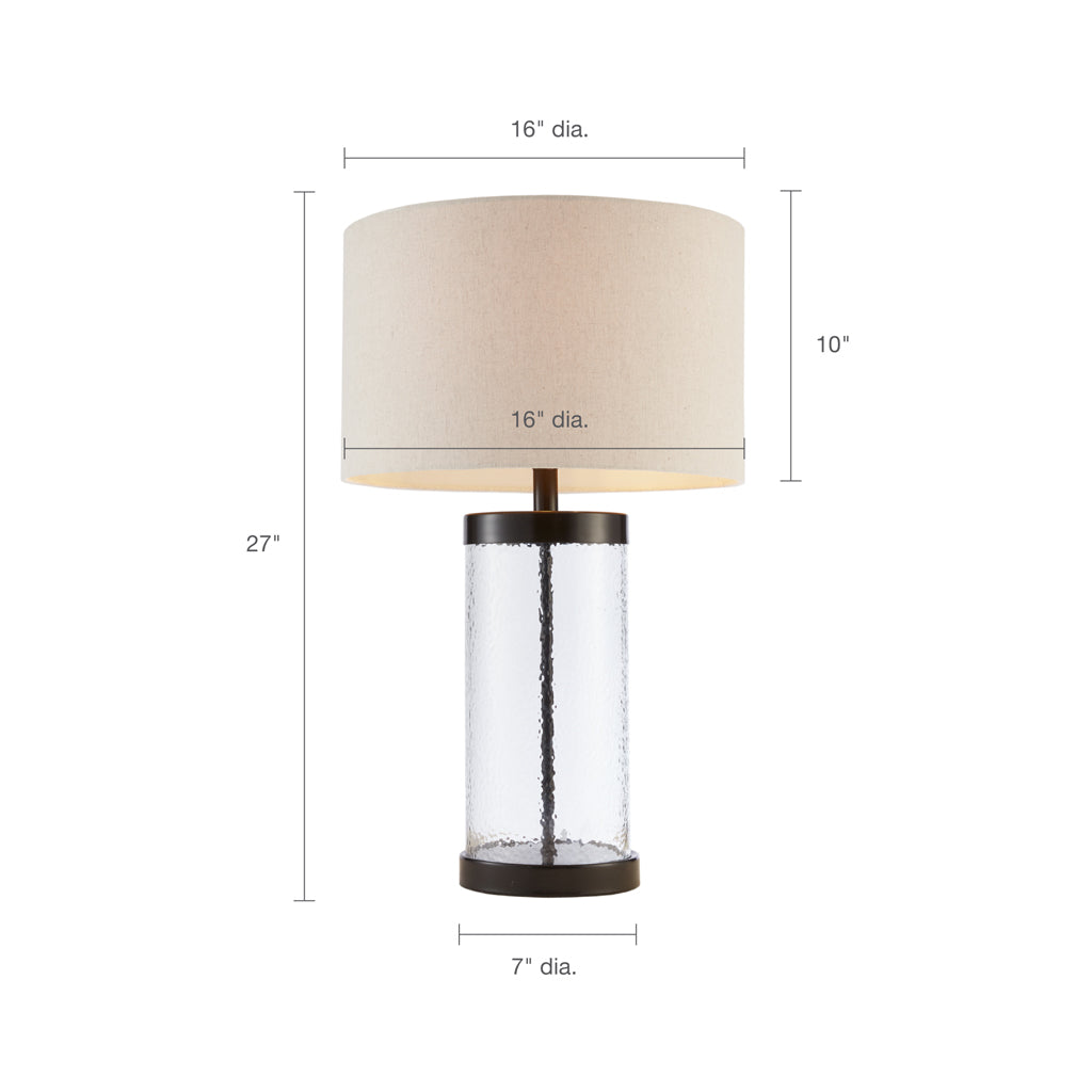 Glass Cylinder Table Lamp Clear Polyester