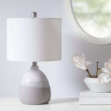 Driggs Ceramic Textured Table Lamp Grey Cotton