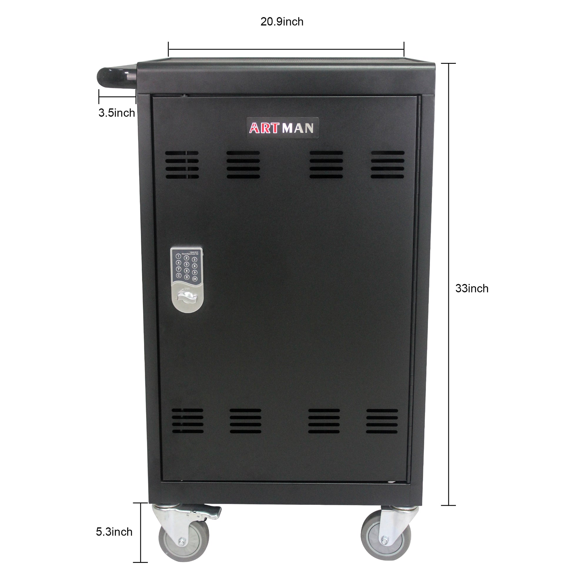 Mobile Charging Cart And Cabinet For Tablets Laptops 30 Device With Combination Lock Black Matt Black Steel