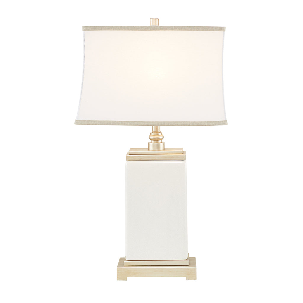 Rectangular Ceramic Table Lamp Ivory Metal