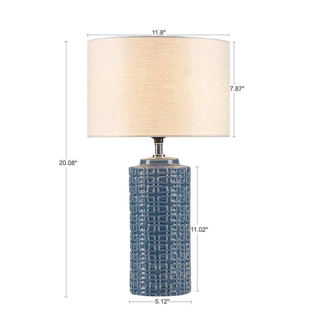 Geometric Ceramic Table Lamp Blue Polyester