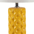 Geometric Ceramic Table Lamp Yellow Polyester