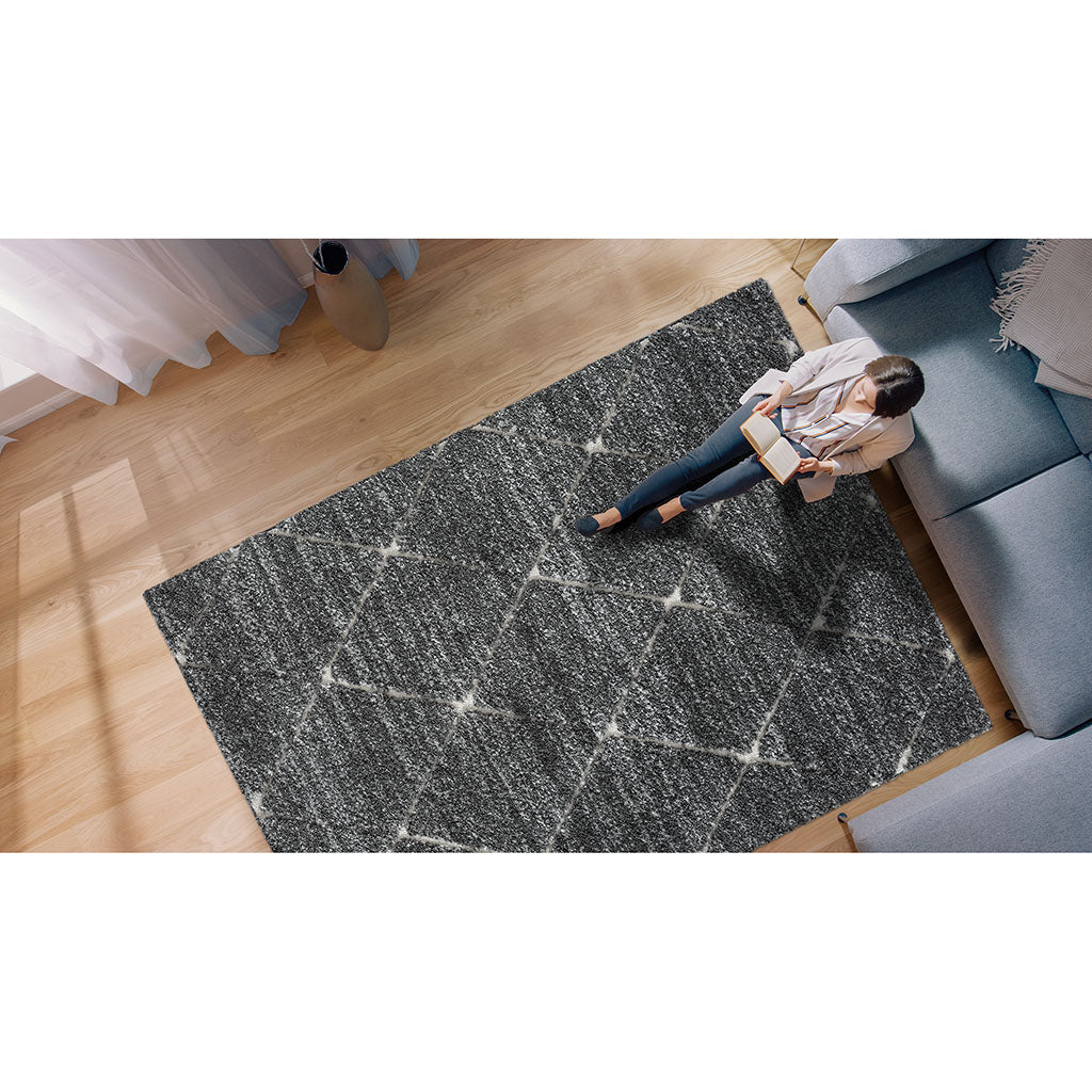 Talas Trellis Area Rug In Grey And Cream Grey Cream Polyester