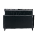 Coolmore Convertible Sleeper Sofa Bed, Modern Velvet Loveseat Couch With Pull Out Bed, Small Beautiful Seat Futon Sofa Bed With Headboard, 2 Pillows & Side Pockets For Living Room Black Pu