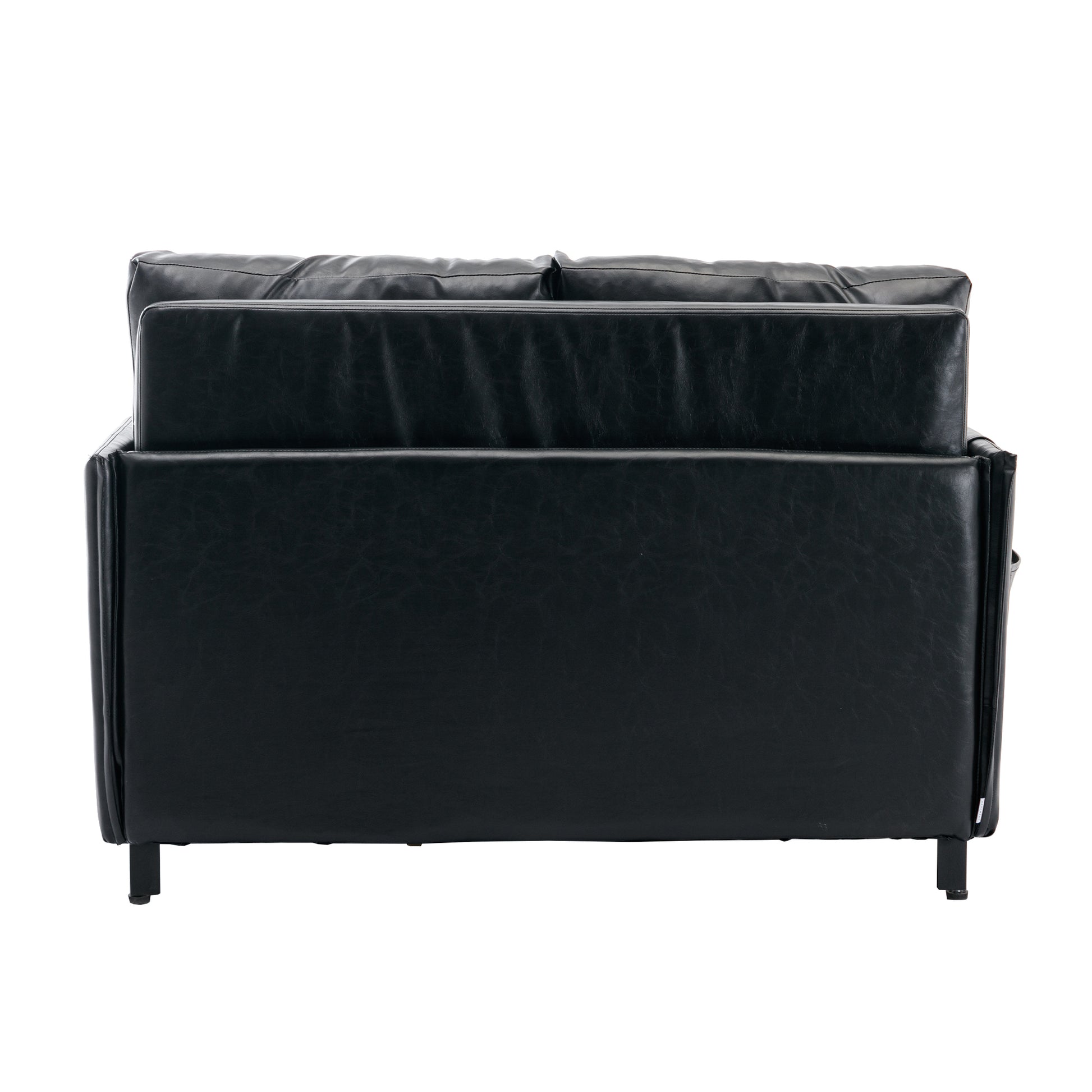 Coolmore Convertible Sleeper Sofa Bed, Modern Velvet Loveseat Couch With Pull Out Bed, Small Beautiful Seat Futon Sofa Bed With Headboard, 2 Pillows & Side Pockets For Living Room Black Pu