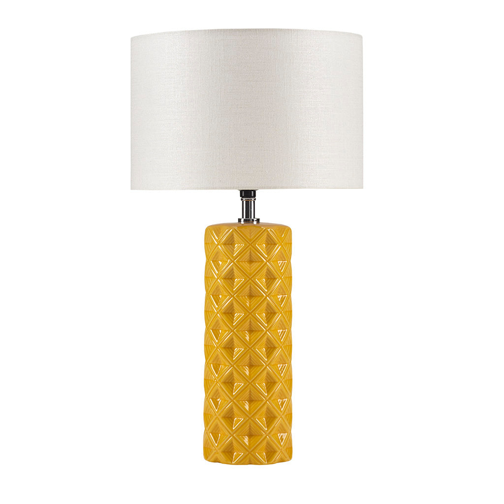 Geometric Ceramic Table Lamp Yellow Polyester