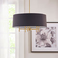 Presidio 5 Light Black Drum Shade Chandelier Black Cotton