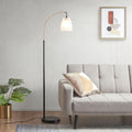 Arched Metal Floor Lamp With Frosted Glass Shade Matte Black Base Frosted Shade Iron