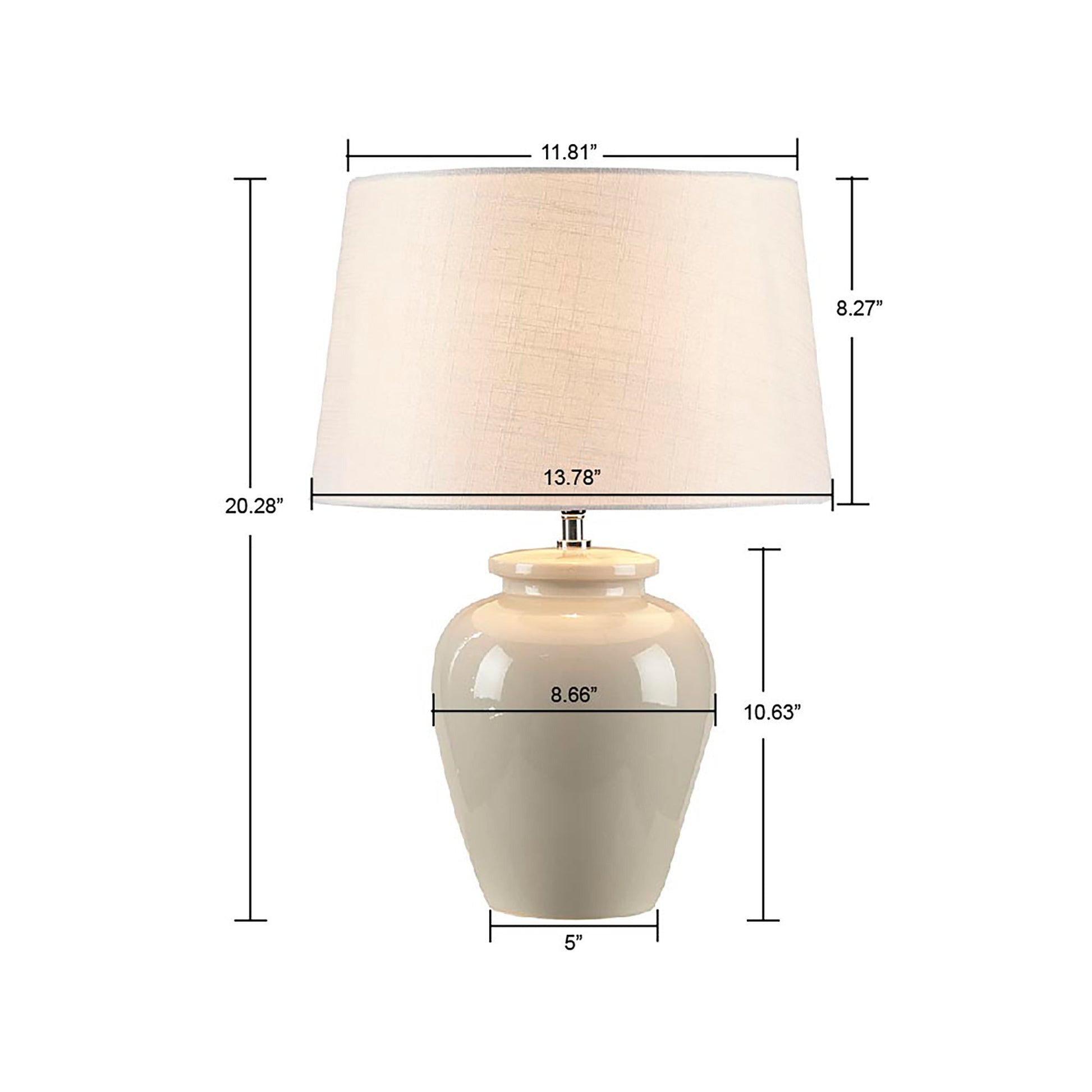 Ceramic Table Lamp Cream Polyester