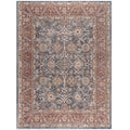 Persian Bordered Traditional Woven Area Rug Blue Red Polyester