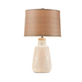 Boho Textured Ceramic Table Lamp Ivory Polyester