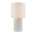 Embossed Floral Resin Table Lamp Ivory Cotton