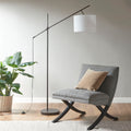 Adjustable Arched Floor Lamp With Drum Shade Oil Rubbed Bronze Cream Polyester