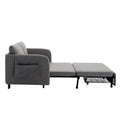 Coolmore Convertible Sleeper Sofa Bed, Modern Velvet Loveseat Couch With Pull Out Bed, Small Beautiful Seat Futon Sofa Bed With Headboard, 2 Pillows & Side Pockets For Living Room Light Grey Linen
