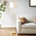 Angular Arched Metal Floor Lamp Gold Polyester