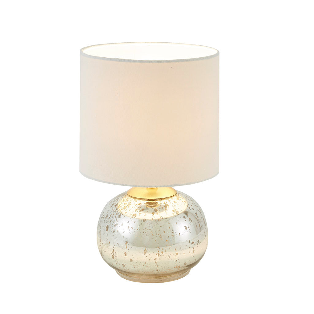 Saxony Metallic Glass Table Lamp Silver Cotton