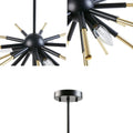 3 Light Spiked Chandelier Gold Matte Black Iron