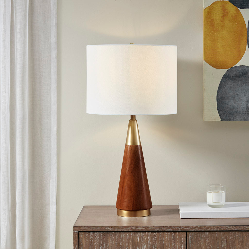 Triangular Table Lamp Gold Brown Polyester