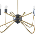 6 Light Metal Chandelier Antique Brass Black Iron