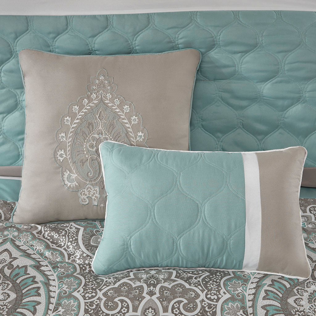 8 Piece Comforter Set Seafoam Polyester