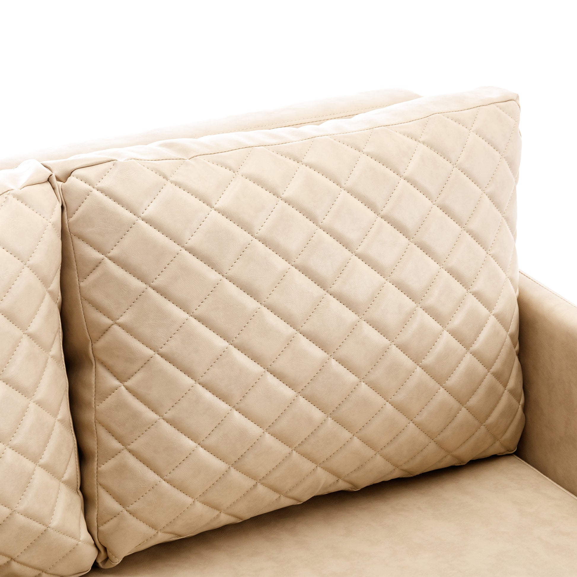 Coolmore Convertible Sleeper Sofa Bed, Modern Velvet Loveseat Couch With Pull Out Bed, Small Beautiful Seat Futon Sofa Bed With Headboard, 2 Pillows & Side Pockets For Living Room Camel Pu