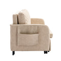 Coolmore Convertible Sleeper Sofa Bed, Modern Velvet Loveseat Couch With Pull Out Bed, Small Beautiful Seat Futon Sofa Bed With Headboard, 2 Pillows & Side Pockets For Living Room Camel Pu