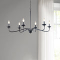 Brighton 6 Light Farmhouse Metal Chandelier Matte Black Cotton