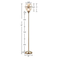 Uplight Floor Lamp With Mercury Glass Shade Antique Brass Iron