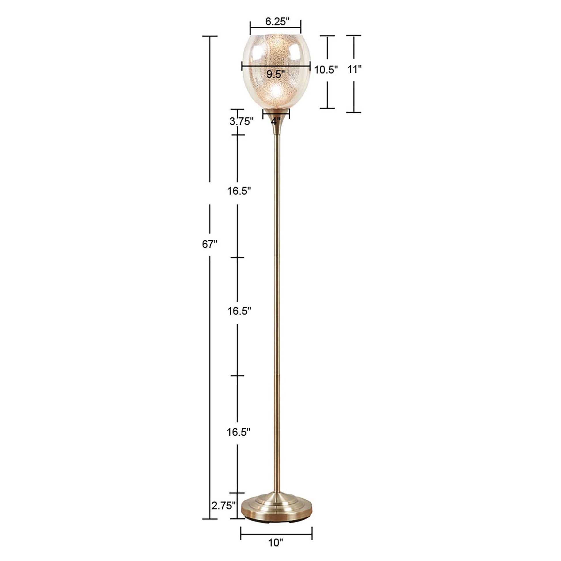 Uplight Floor Lamp With Mercury Glass Shade Antique Brass Iron