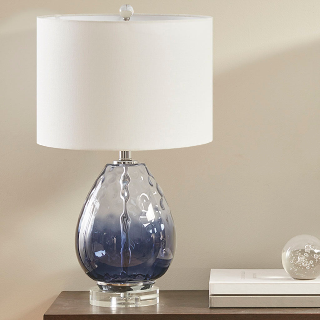 Ombre Glass Table Lamp Dark Blue Cotton