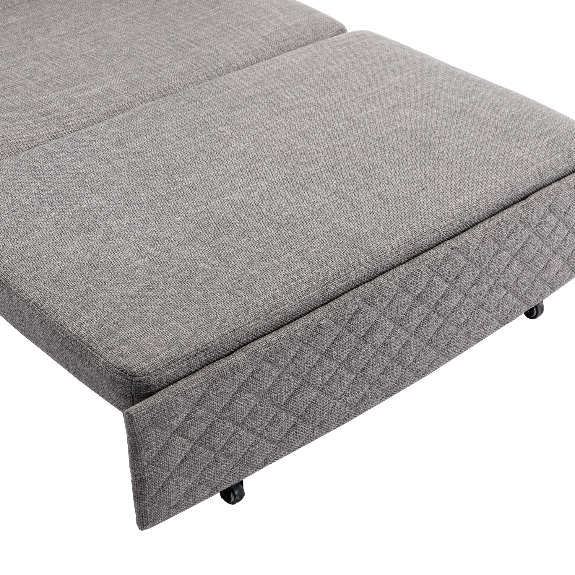 Coolmore Convertible Sleeper Sofa Bed, Modern Velvet Loveseat Couch With Pull Out Bed, Small Beautiful Seat Futon Sofa Bed With Headboard, 2 Pillows & Side Pockets For Living Room Light Grey Linen