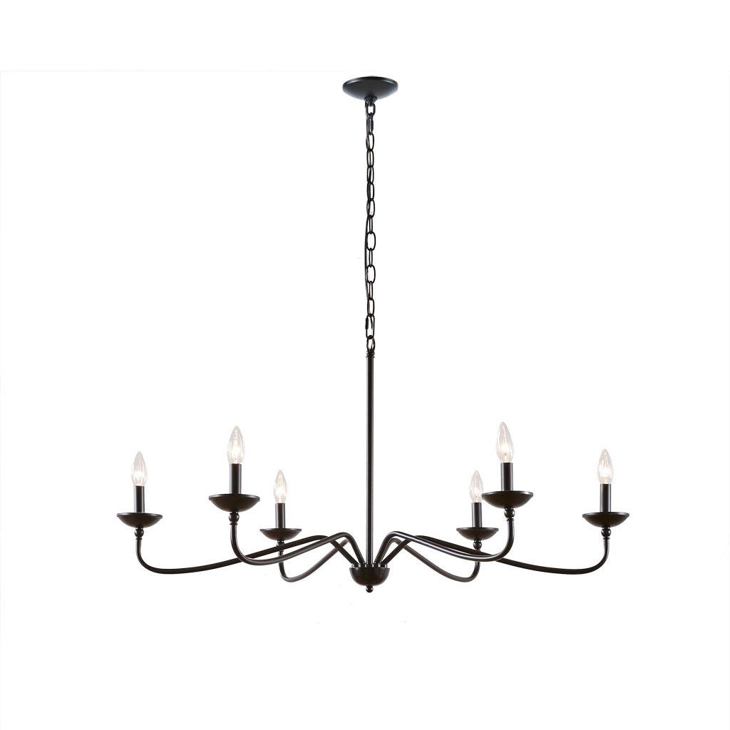 Brighton 6 Light Farmhouse Metal Chandelier Matte Black Cotton