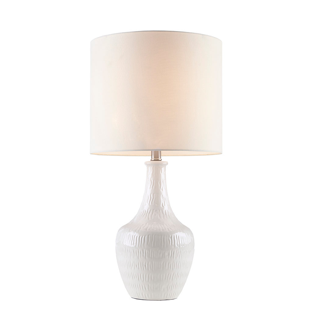 Celine Textured Ceramic Table Lamp White Cotton