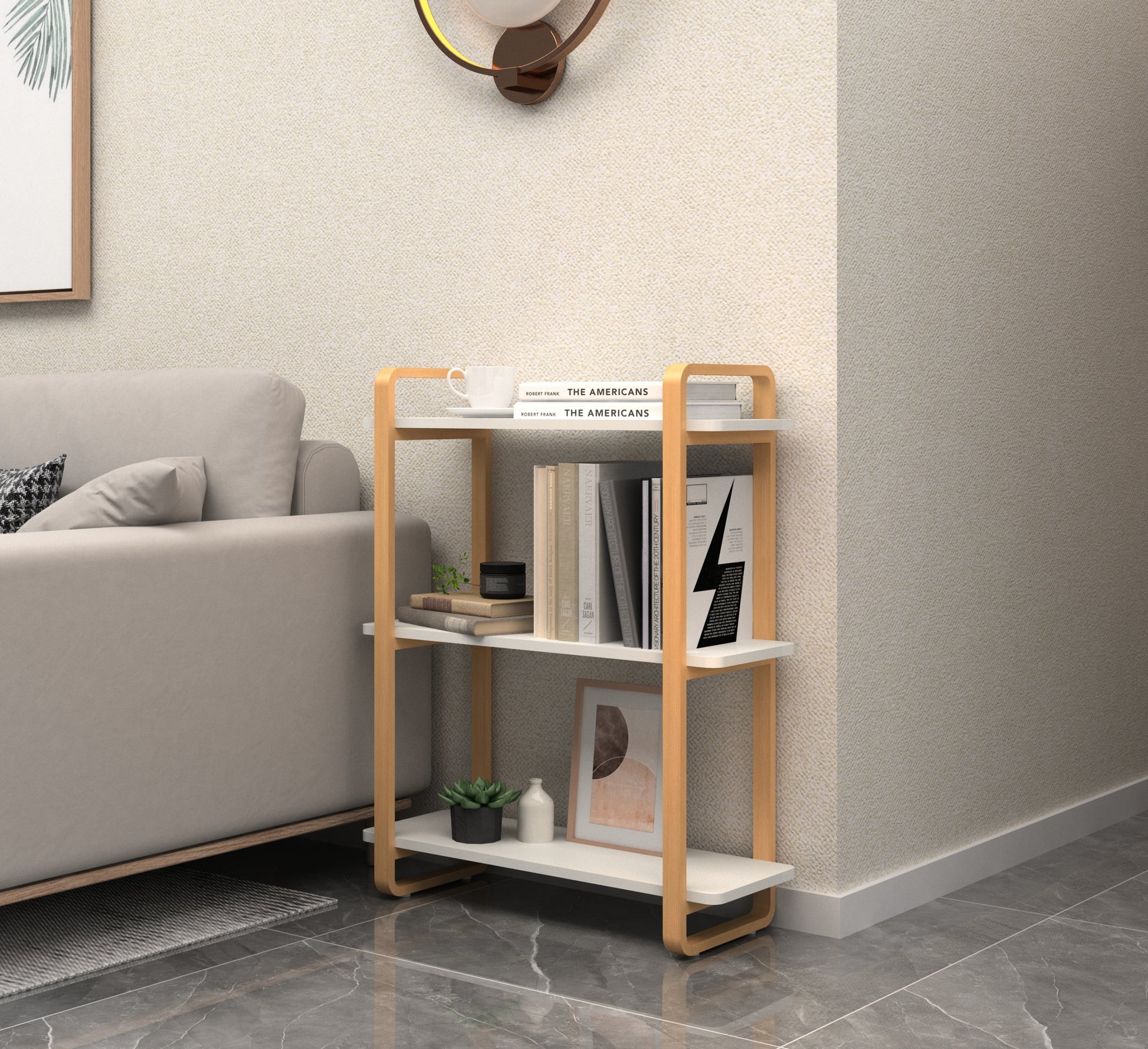 3 Tiers Wood Bookcase, Wall Mount Open Bookshelf Furniture With Solid Wood Frame White Solid Wood Mdf