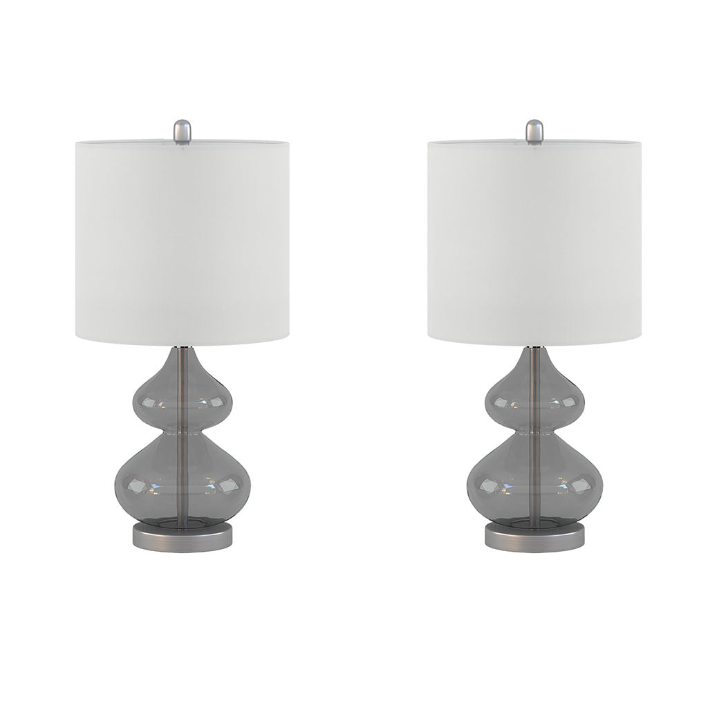 Ellipse Curved Glass Table Lamp, Set Of 2 Gray Cotton