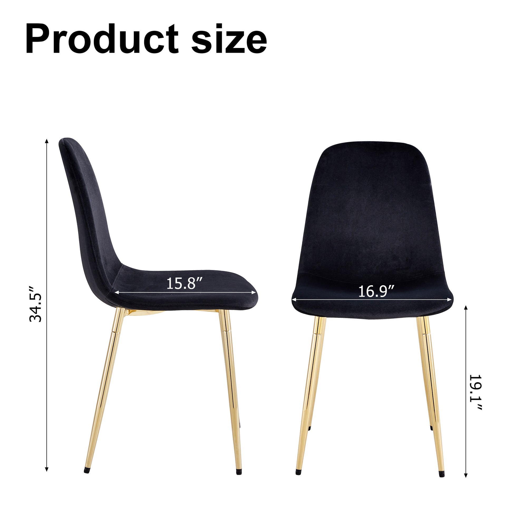 Dining Chairs Set Of 4, Modern Mid Century Style Dining Kitchen Room Upholstered Side Chairs,Accent Chairs Spoon Shaped With Soft Velvet Fabric Cover Cushion Seat And Golden Metal Legs.B0501A Black Foam Velvet