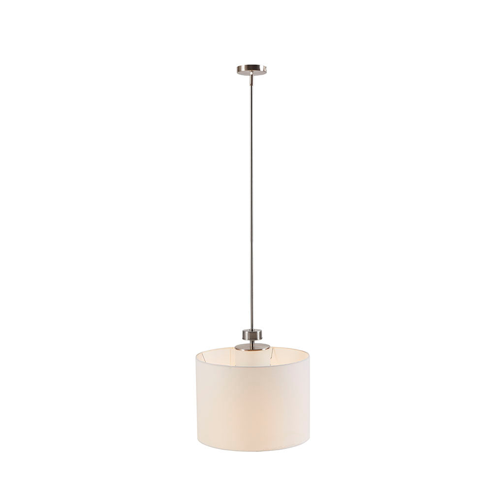 Pacific Metal Pendant With Drum Shade White Cotton