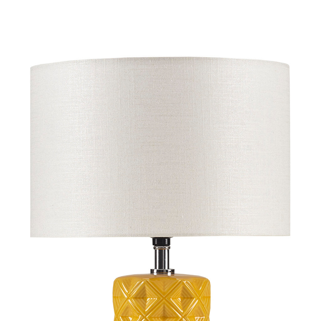 Geometric Ceramic Table Lamp Yellow Polyester