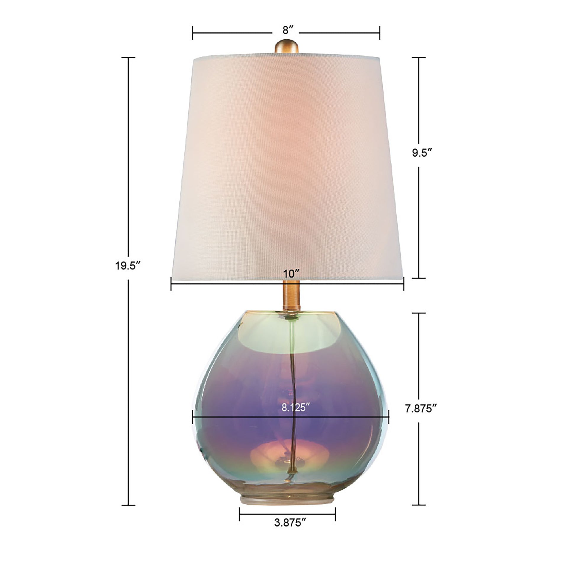 Ranier Iridescent Glass Table Lamp White Cotton