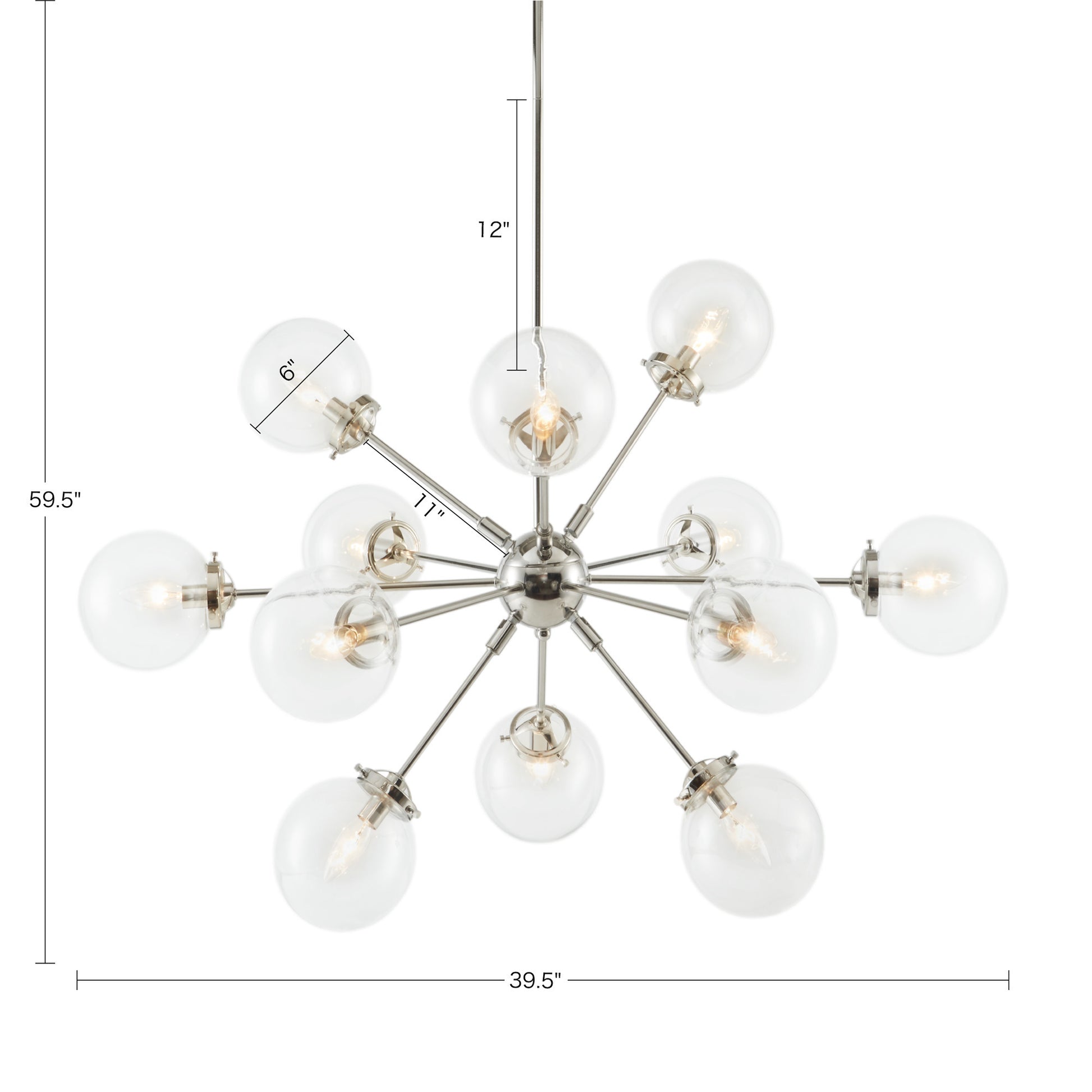 Paige 12 Light Chandelier With Oversized Globe Bulbs Silver Cotton