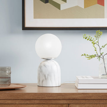 Frosted Glass Globe Resin Table Lamp White Glass