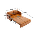 Coolmore Convertible Sleeper Sofa Bed, Modern Velvet Loveseat Couch With Pull Out Bed, Small Beautiful Seat Futon Sofa Bed With Headboard, 2 Pillows & Side Pockets For Living Room Brown Pu